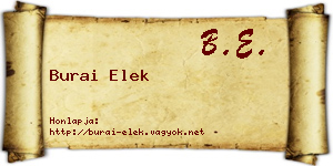Burai Elek névjegykártya
